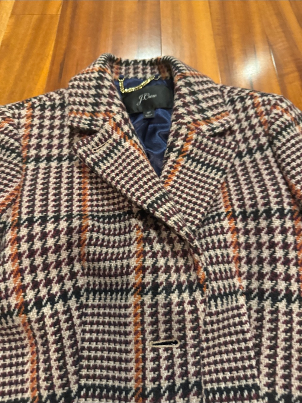 J.CrewWool Blend Plaid Long Coat in Black & Cream - Picture 2 of 4
